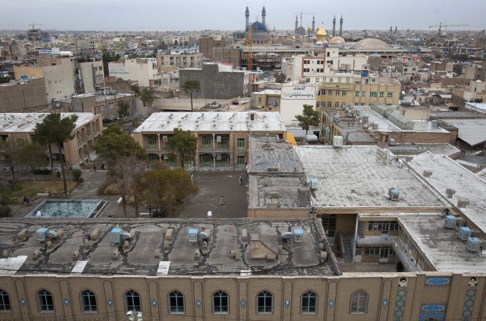 A view of Hojjatieh seminary and the holy shrine of Hazrat Ma'soumeh, the sister of seventh shi'ite Muslim Imam Reza, in the holy city of Qom
