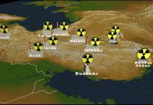 Iran map with its nuclear facilities