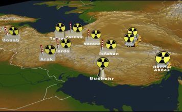 Iran map with its nuclear facilities