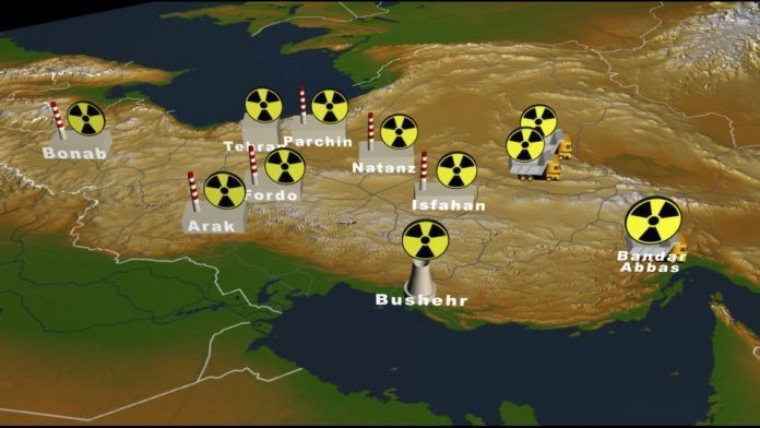 Iran map with its nuclear facilities