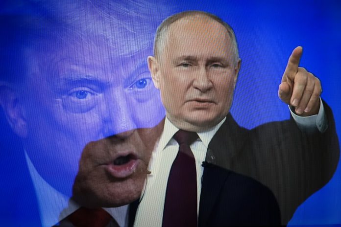 Trump Putin Illustrative Editorial Photos in Russia - 15 Feb 2025
