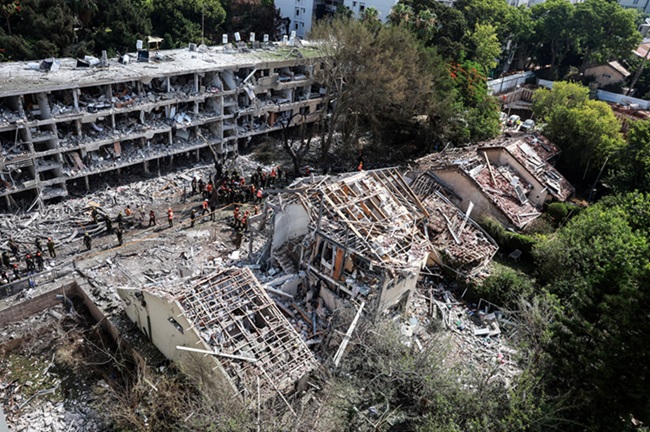Aftermath of missile attack from Iran on Israel