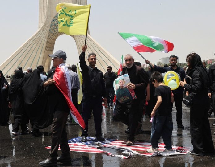 Funeral procession of Iranian military commanders and nuclear scientists killed in Israeli strikes, in Tehran