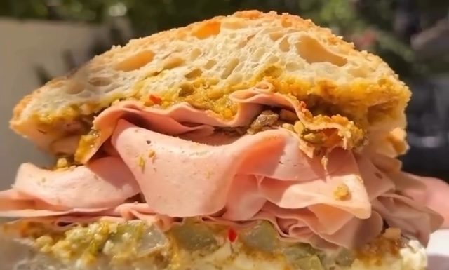 Mortadella and Pistachio Sandwich