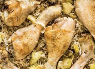 Persian Leek Rice with Chicken