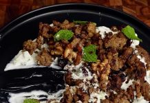 Smashed Beef Kabab with Cucumber Yogurt