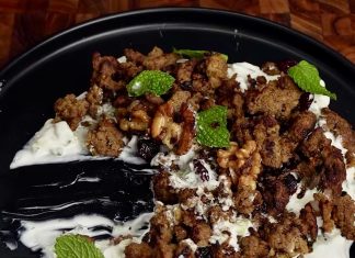 Smashed Beef Kabab with Cucumber Yogurt